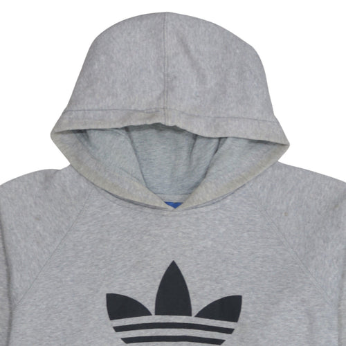 Adidas Men's Grey Pullover Hoodie L Trefoil Logo Sportswear