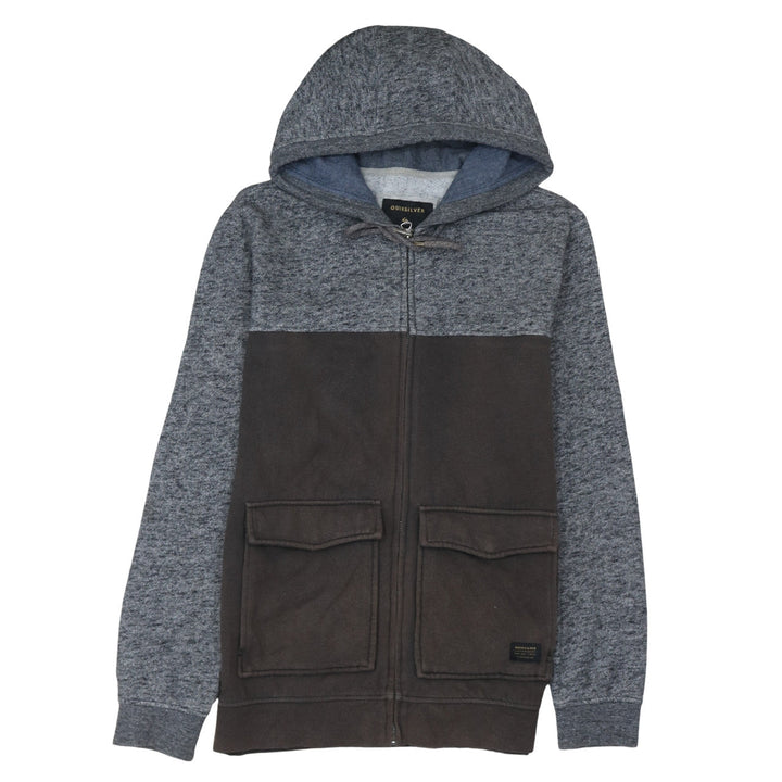 Quiksilver Men’s Grey Full Zip Hoodie Size S Fleece Hooded Sweatshirt