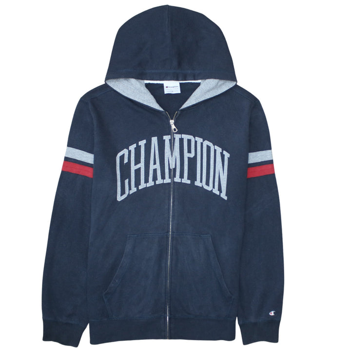 Champion Men's Blue XL Full Zip Hoodie with Logo Design