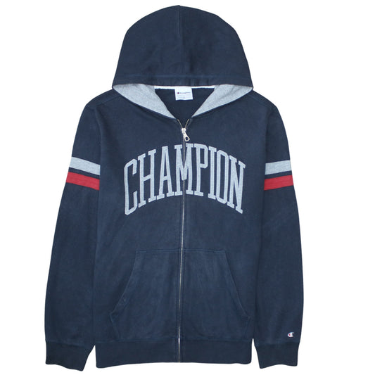 Champion Men's Blue XL Full Zip Hoodie with Logo Design