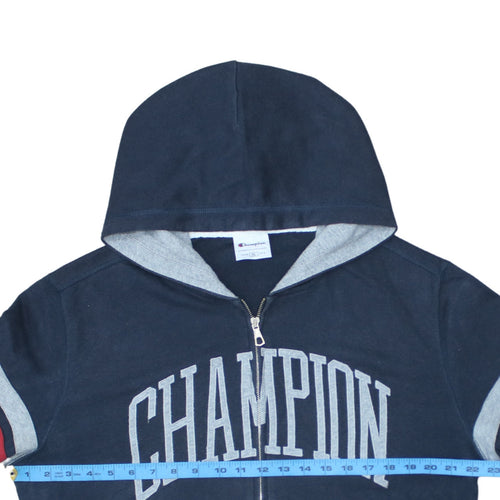 Champion Men's Blue XL Full Zip Hoodie with Logo Design