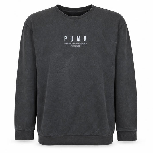 Front view of Puma Men's Black XL Pullover Sweatshirt Embroidered Logo