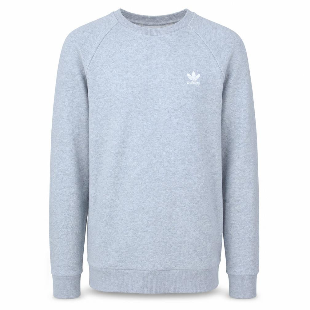 Front view of adidas Men Grey Small Pullover Sweatshirt Crew Neck Fleece