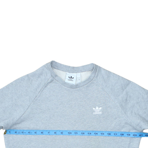 adidas Men Grey Small Pullover Sweatshirt Crew Neck Fleece