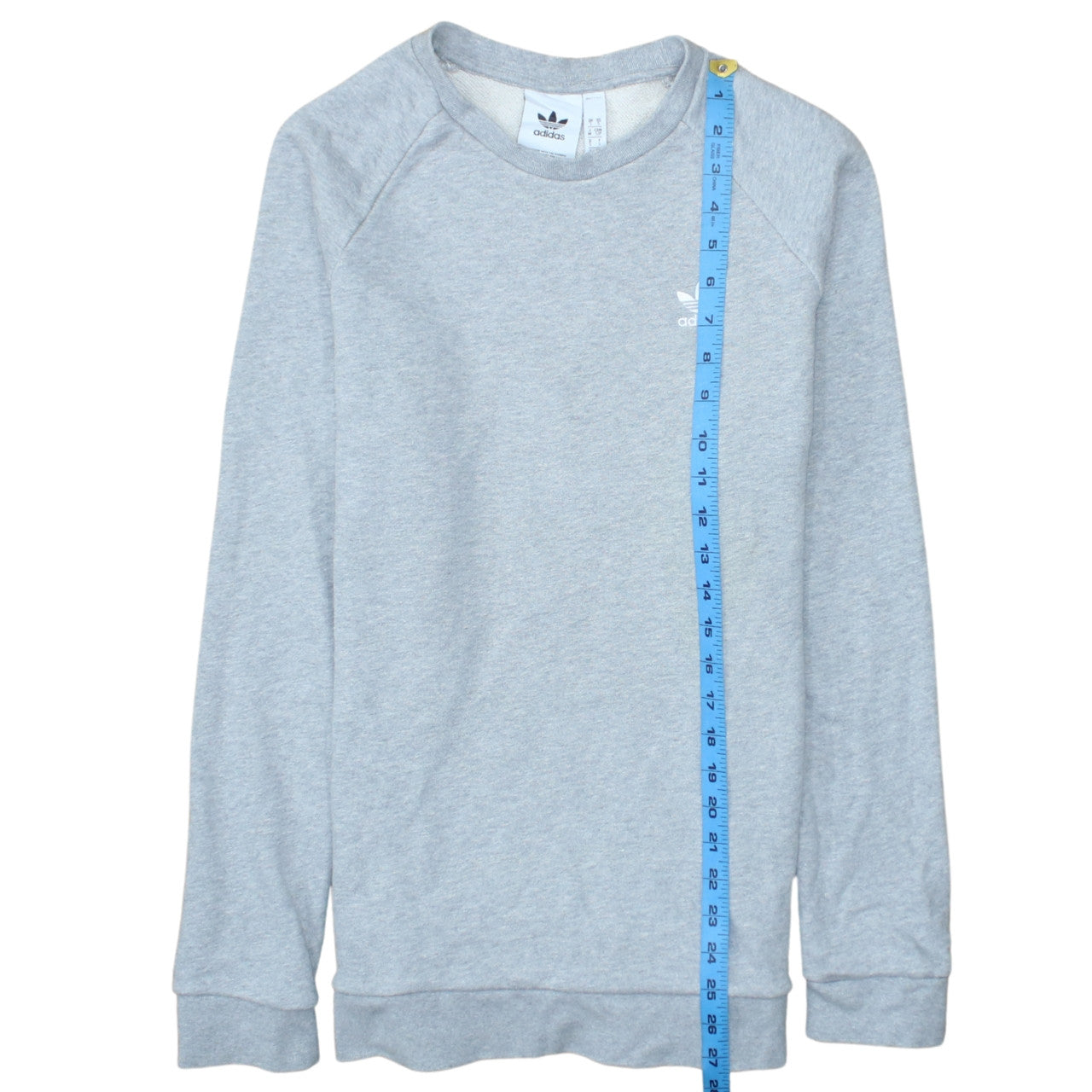 adidas Men Grey Small Pullover Sweatshirt Crew Neck Fleece