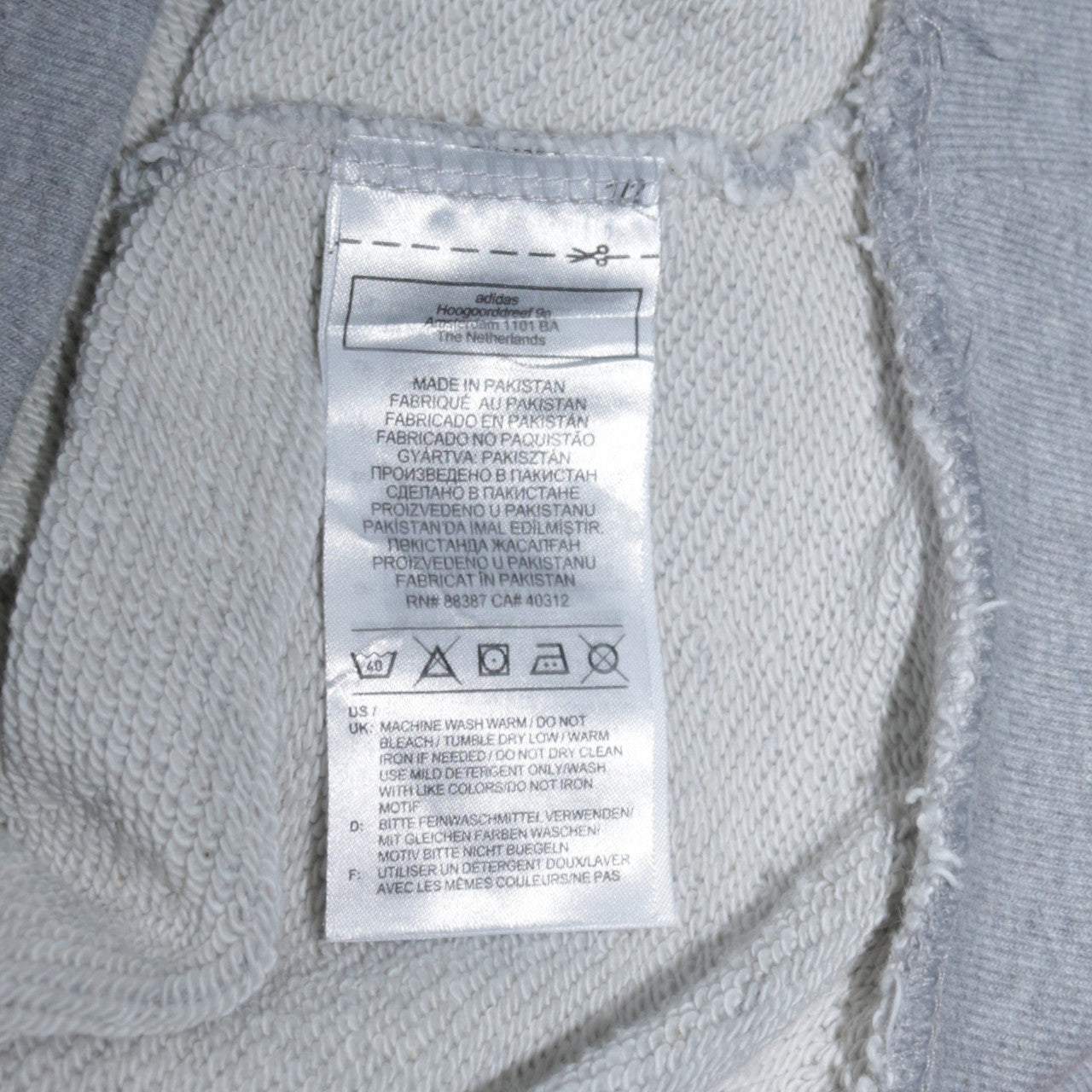 adidas Men Grey Small Pullover Sweatshirt Crew Neck Fleece