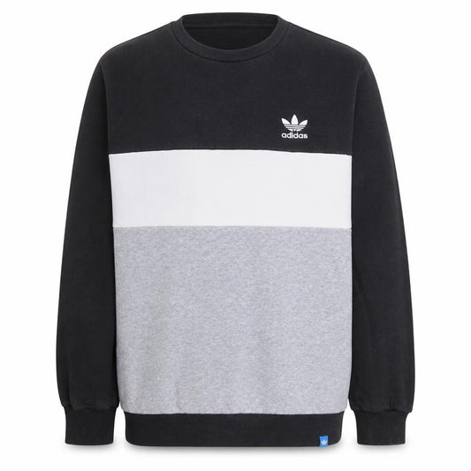 Front view of Adidas men’s black grey white crew neck colour block sweatshirt m