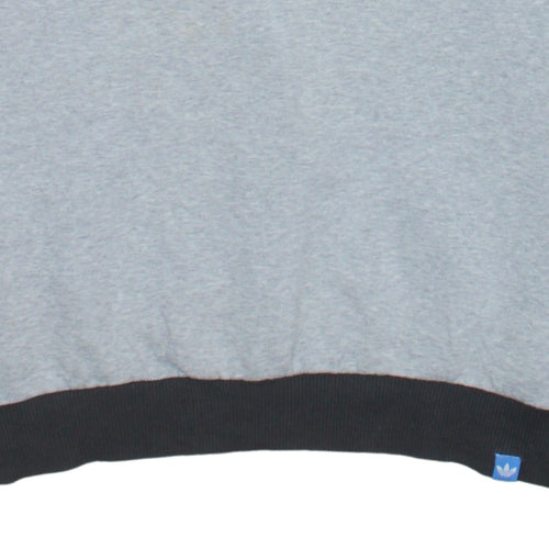 Adidas Mens Black Grey White Crew Neck Colour Block Sweatshirt M