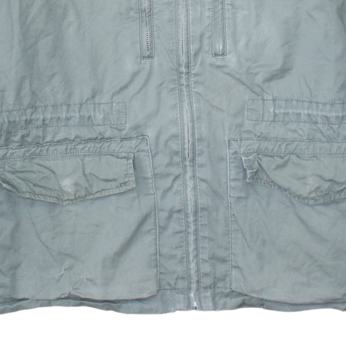 GAP Women's Green Hooded Anorak Jacket L Cotton Zip Pockets Casual