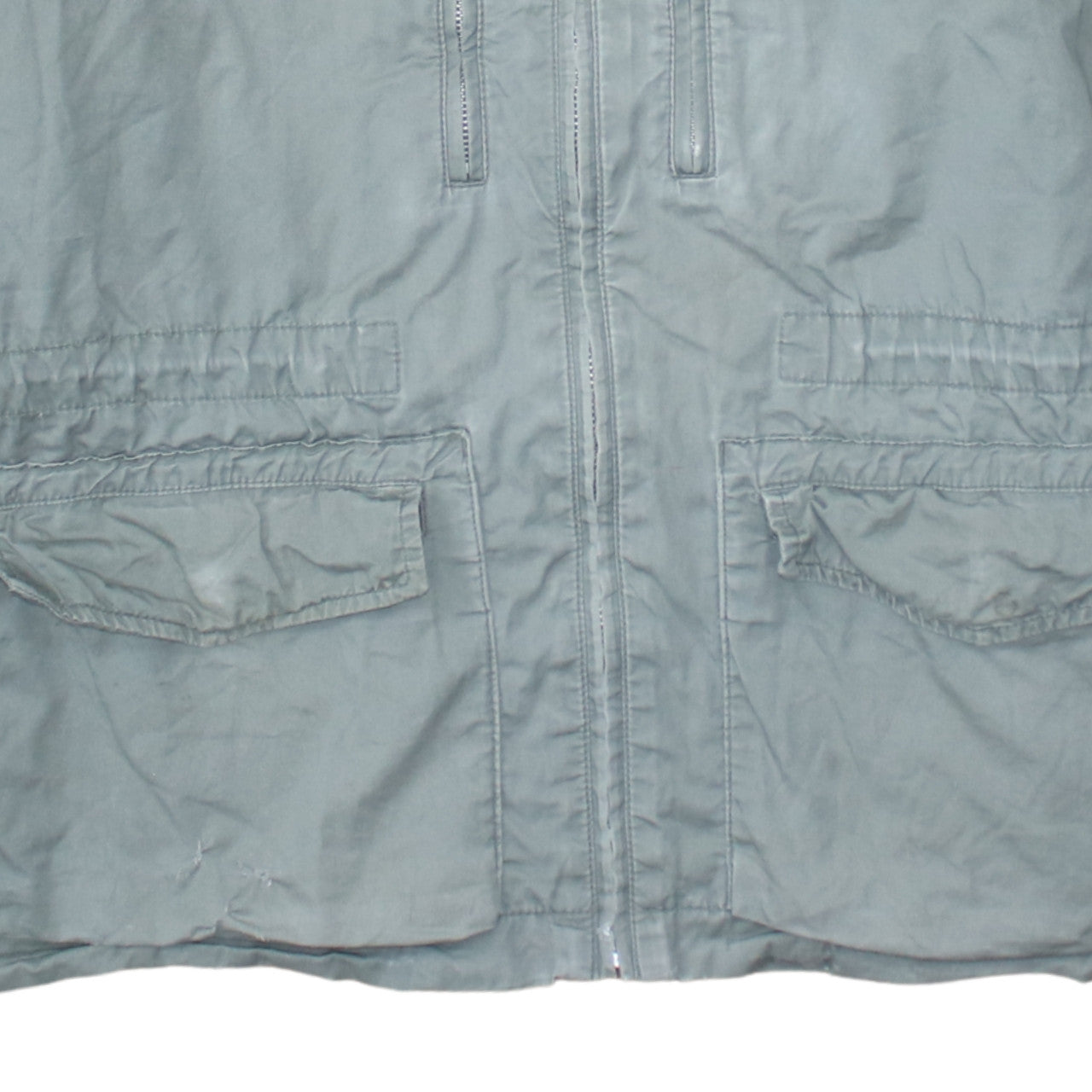 GAP Women's Green Hooded Anorak Jacket L Cotton Zip Pockets Casual