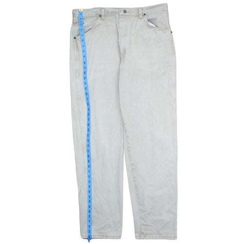 Wrangler Men's Beige 38x34 Straight Fit Cotton Denim Jeans