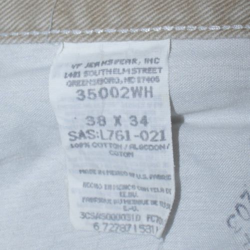 Wrangler Men's Beige 38x34 Straight Fit Cotton Denim Jeans