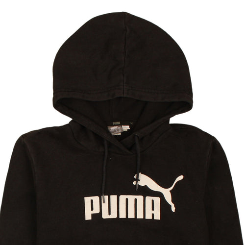 Puma Boys Black Pullover Hoodie Size 12 Years Graphic Logo Fleece