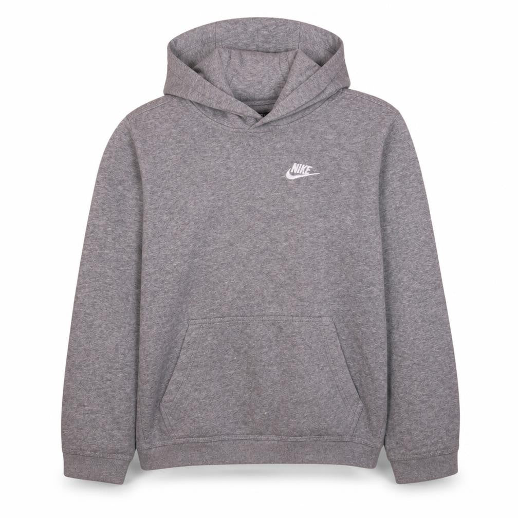 Front view of Nike boys’ grey pullover hoodie xl regular fit fleece sweatshirt