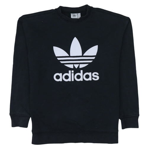 Adidas Women Black Size 12 Sweatshirt Crew Neck Logo Pullover