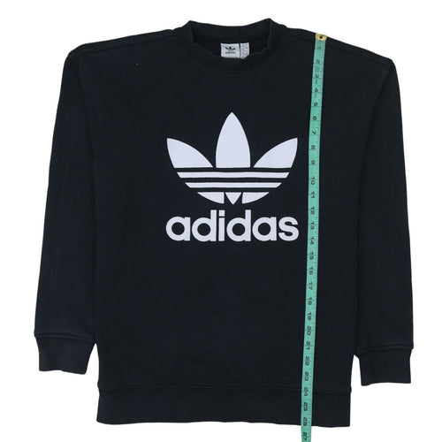 Adidas Women Black Size 12 Sweatshirt Crew Neck Logo Pullover