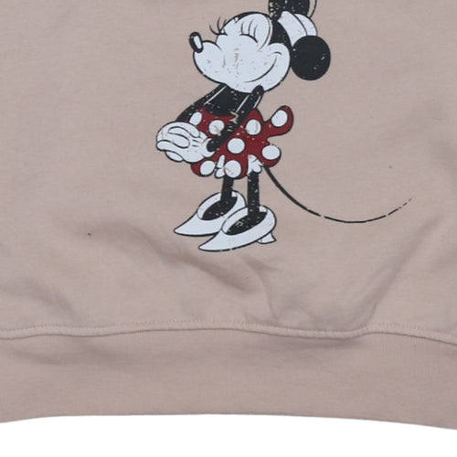Disney Women's Beige Minnie Mouse Pullover Sweatshirt 2XS