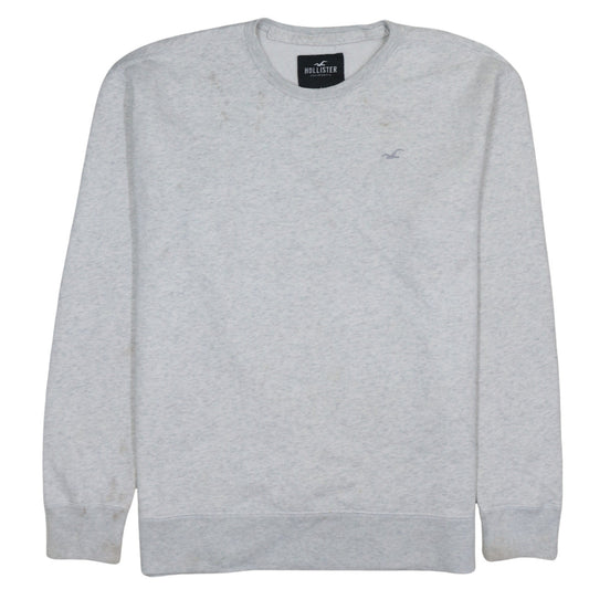 Hollister Men’s Grey Logo Pullover Sweatshirt Size L Regular Fit