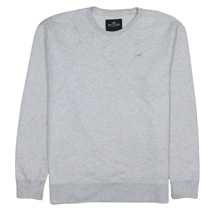 Hollister Men’s Grey Logo Pullover Sweatshirt Size L Regular Fit