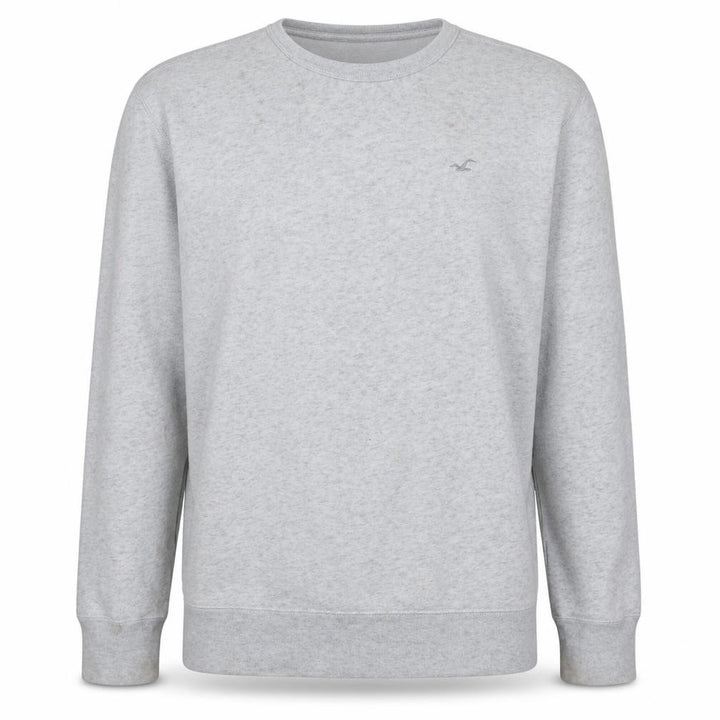 Hollister Men’s Grey Logo Pullover Sweatshirt Size L Regular Fit