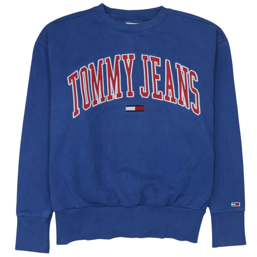 Tommy Jeans Men's Blue Cotton Crew Neck Logo Sweatshirt M