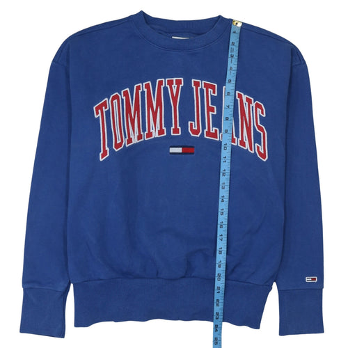Tommy Jeans Men's Blue Cotton Crew Neck Logo Sweatshirt M