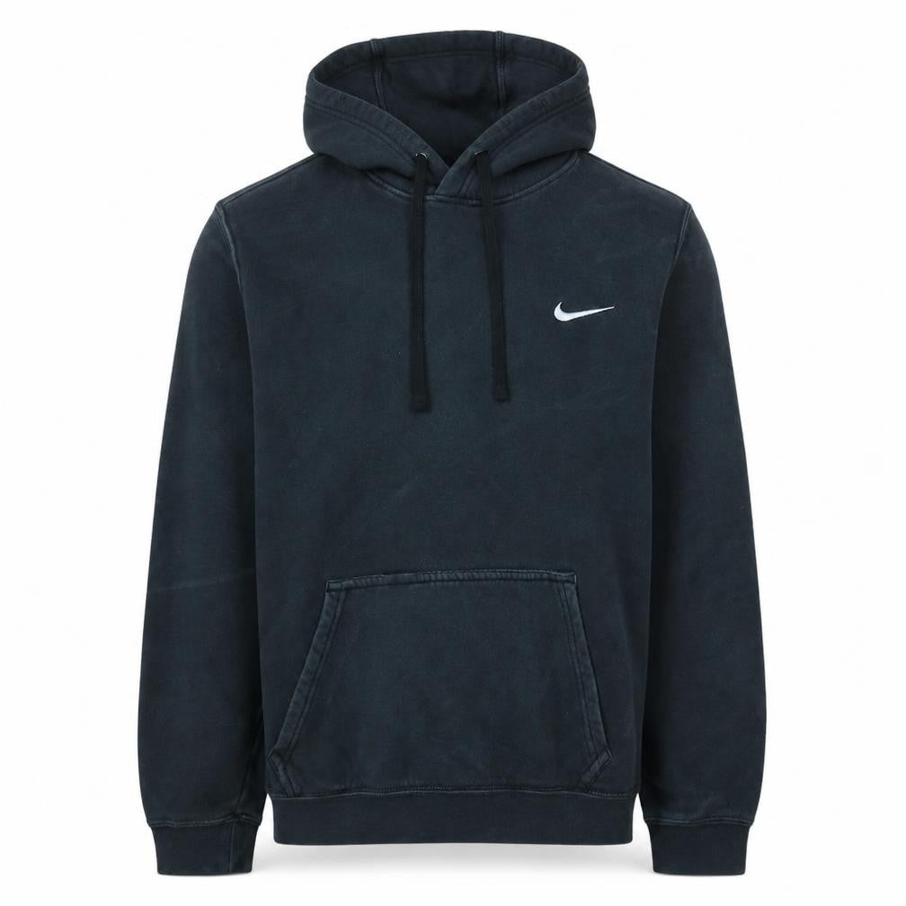 Front view of Nike Men's Black Pullover Hoodie S Logo Fleece Sweatshirt