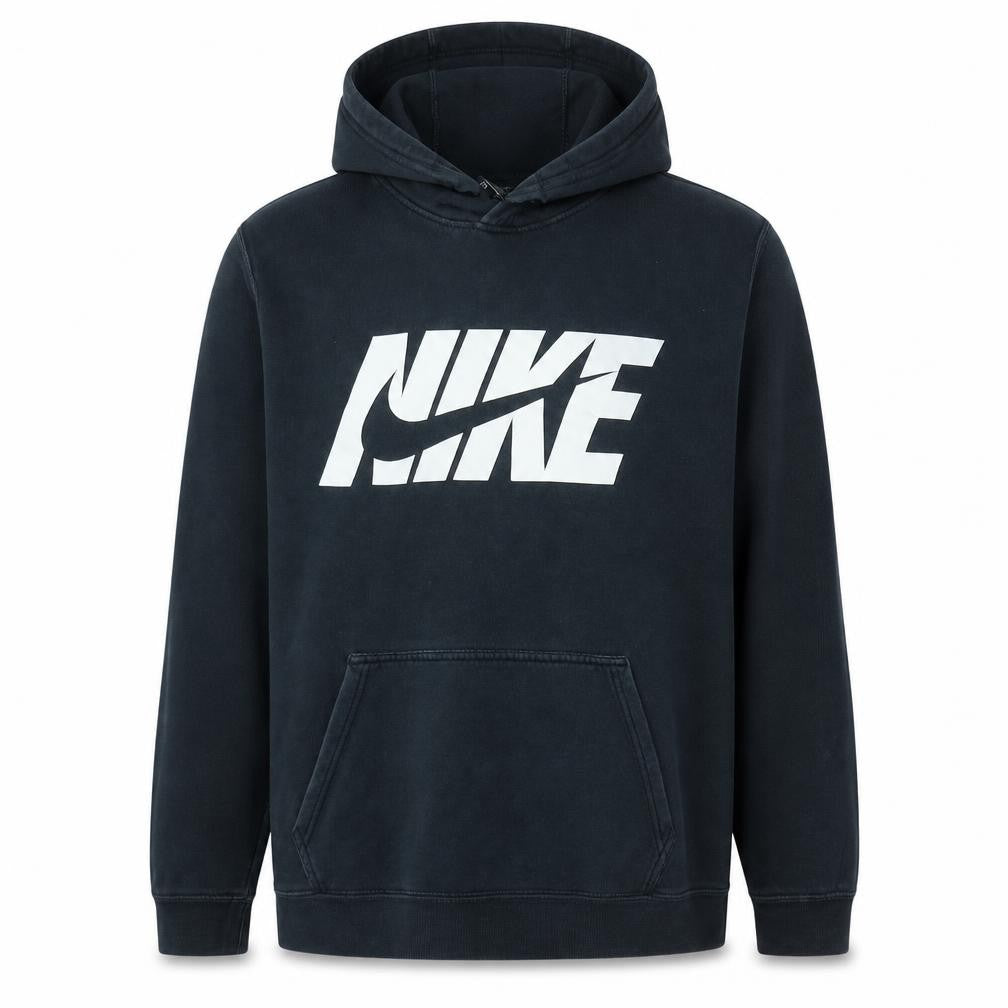 Front view of Nike Men's Black Pullover Hoodie M Graphic Logo Fleece Sweatshirt