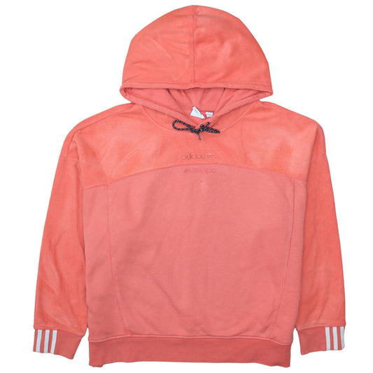 Adidas Women Coral Hooded Pullover Sweatshirt Size 16 Fleece Lined