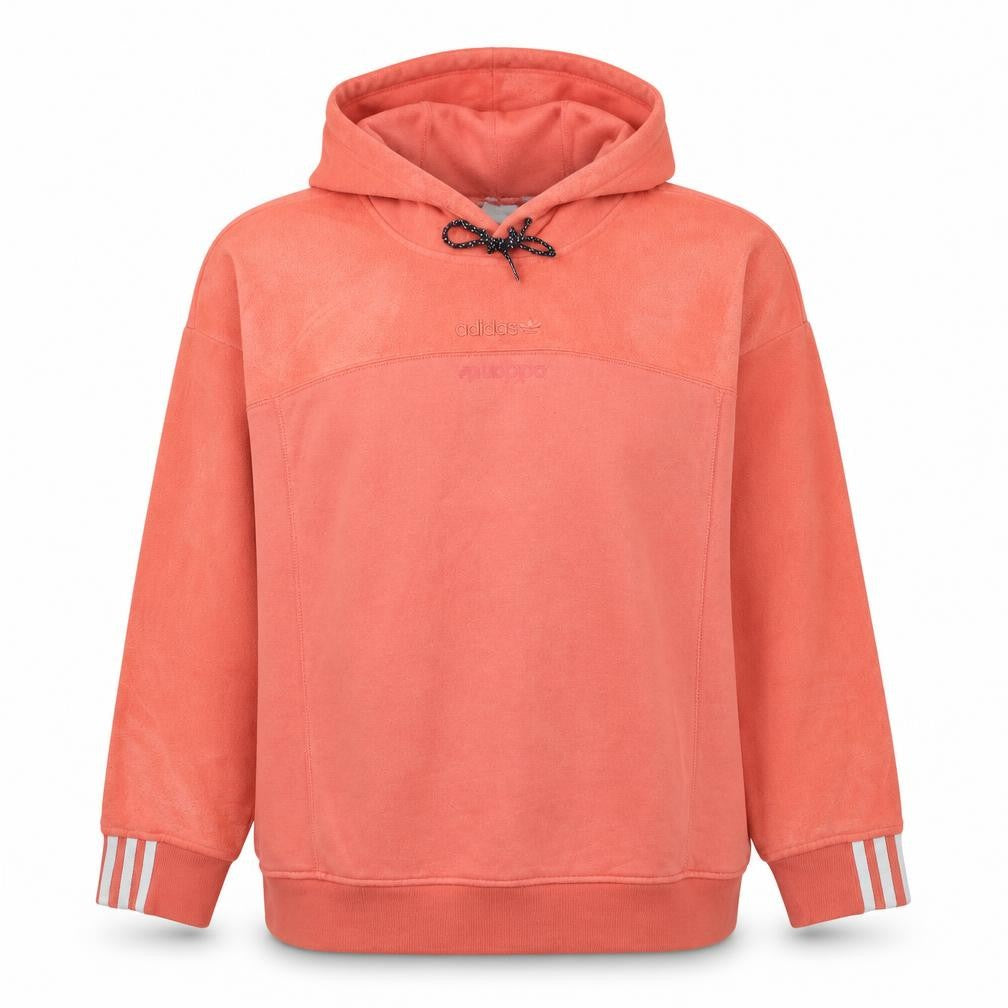 Front view of Adidas Women Coral Hooded Pullover Sweatshirt, size 16, Fleece Lined