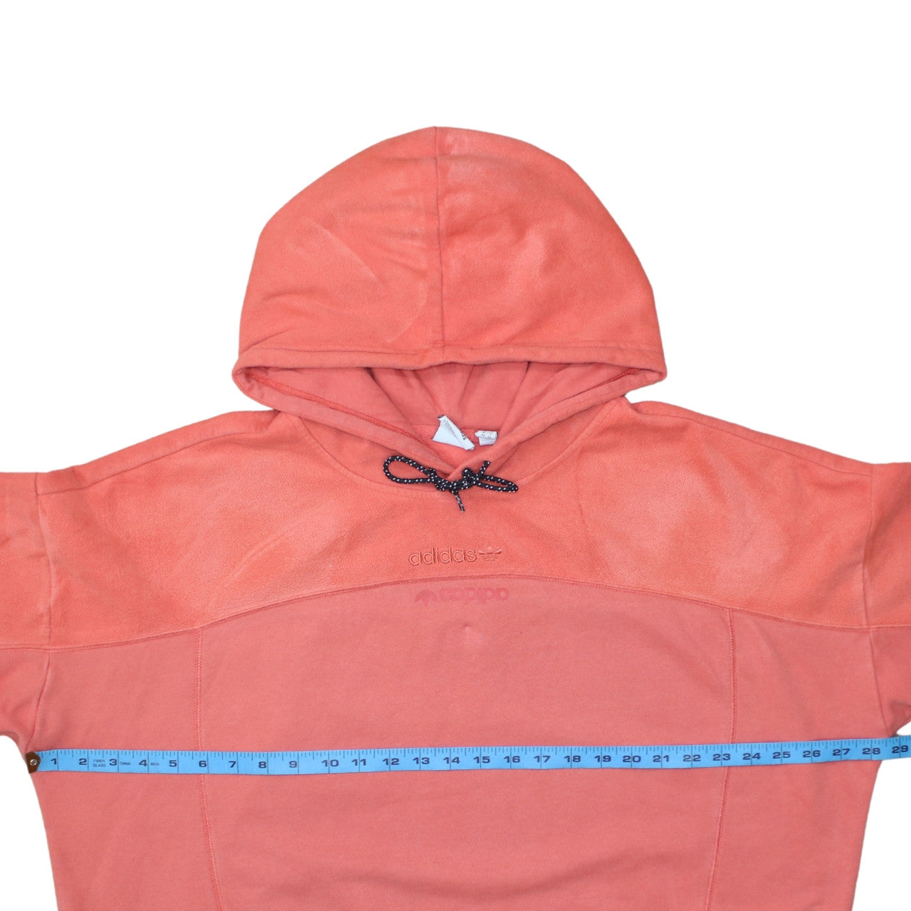 Adidas Women Coral Hooded Pullover Sweatshirt Size 16 Fleece Lined