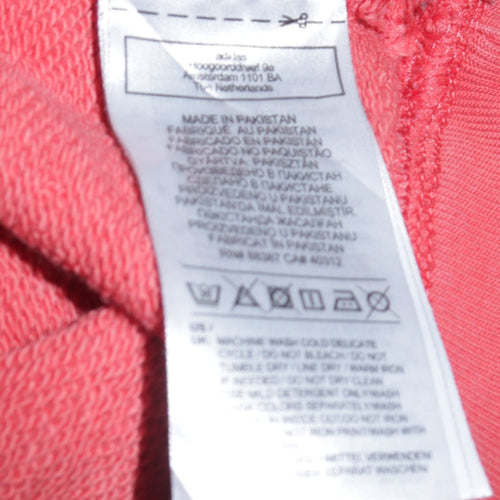 Adidas Women Coral Hooded Pullover Sweatshirt Size 16 Fleece Lined