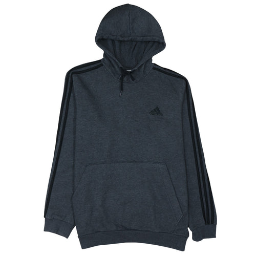 Adidas Men's Grey Pullover Hoodie L Sports Fleece Sweatshirt