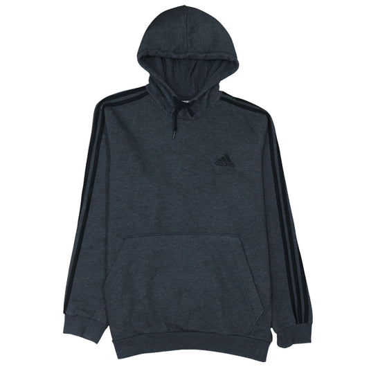 Adidas Men's Grey Pullover Hoodie L Sports Fleece Sweatshirt