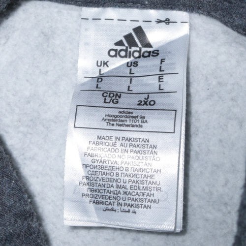 Adidas Men's Grey Pullover Hoodie L Sports Fleece Sweatshirt