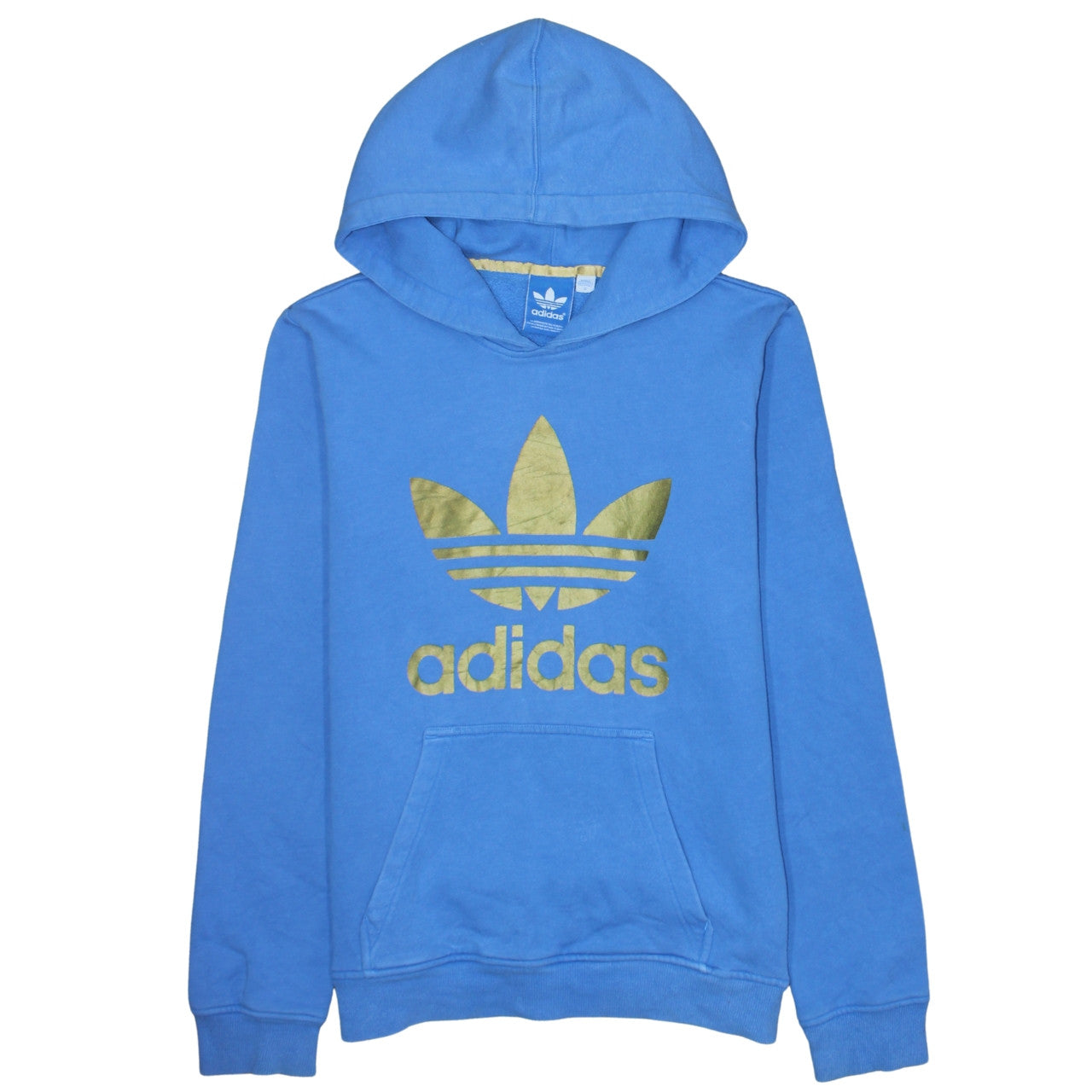 Adidas Men Blue Pullover Hoodie S Fleece Logo Sweatshirt