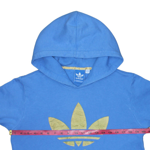 Adidas Men Blue Pullover Hoodie S Fleece Logo Sweatshirt