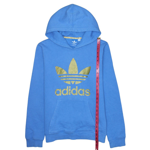 Adidas Men Blue Pullover Hoodie S Fleece Logo Sweatshirt