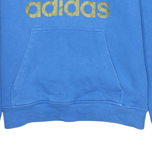 Adidas Men Blue Pullover Hoodie S Fleece Logo Sweatshirt