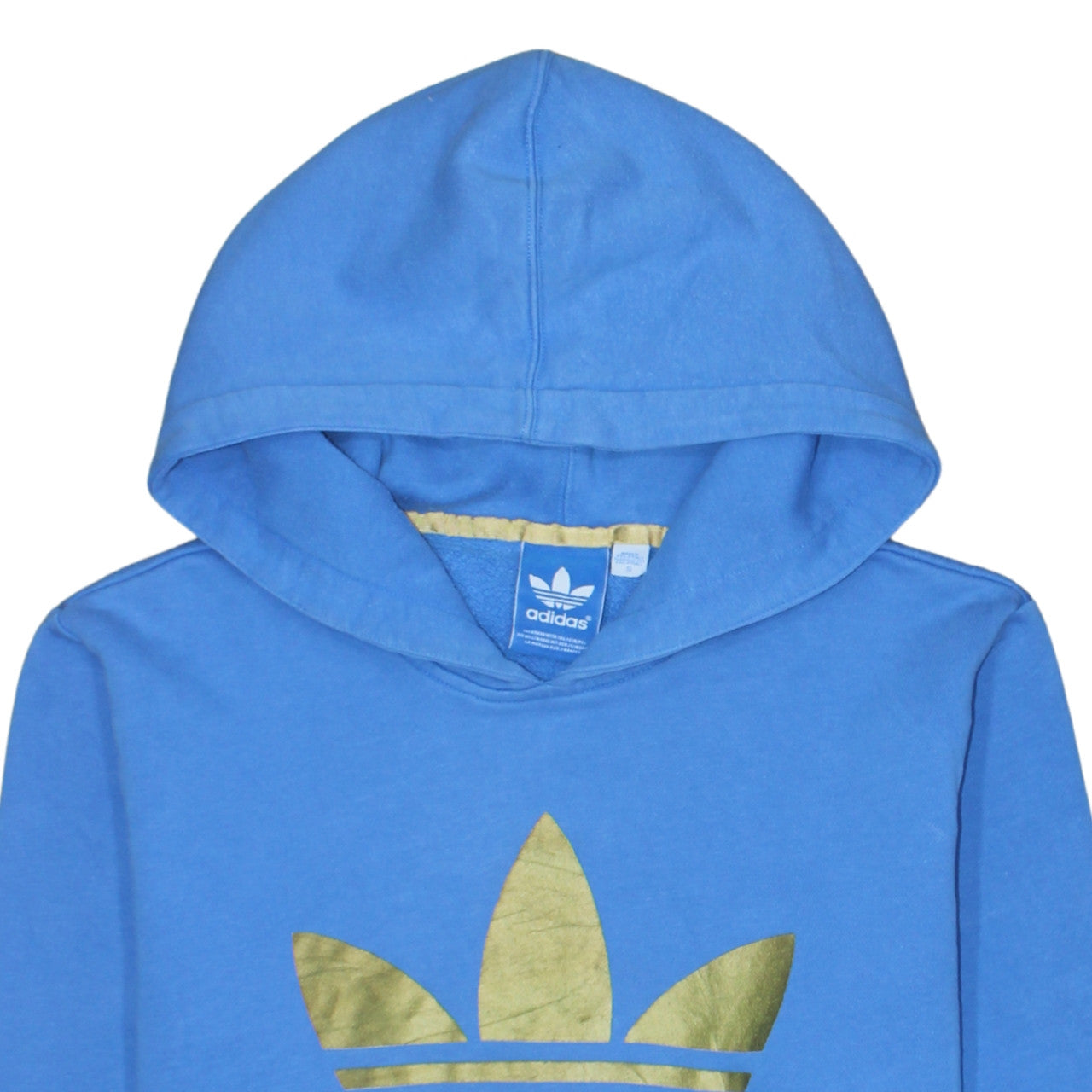 Adidas Men Blue Pullover Hoodie S Fleece Logo Sweatshirt