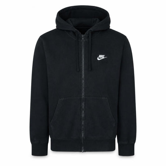 Front view of Nike Men's Black Full Zip Hoodie, size S, Regular Fit