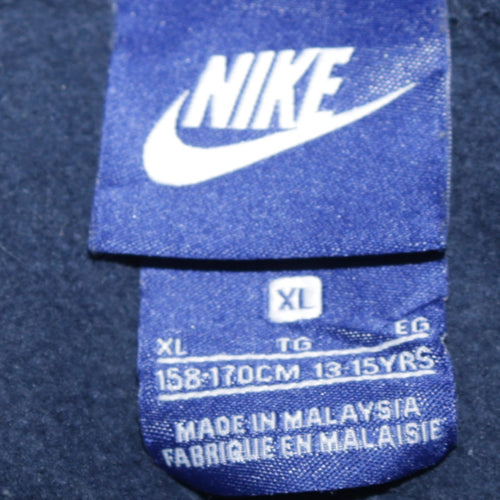 Nike Boys Navy Blue Full Zip Hoodie Sweatshirt XL 13-15 Years Classic Fit