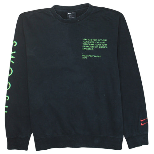 Nike Men's Black Medium Crew Neck Graphic Pullover Sweatshirt