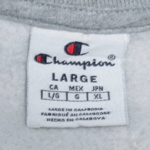 Champion Men's Grey Pullover Sweatshirt Large Crew Neck Logo