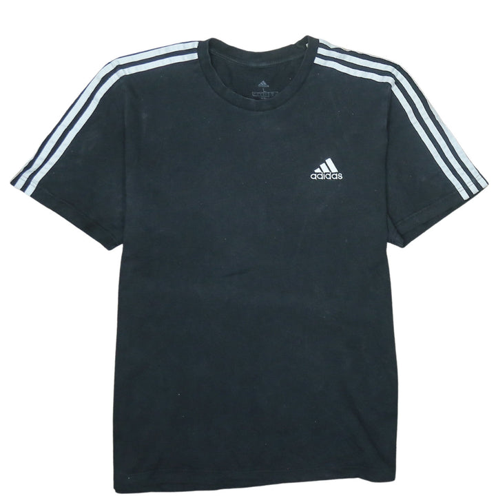 Adidas Men's Black Large 3-Stripes Crew Neck Sports T-Shirt