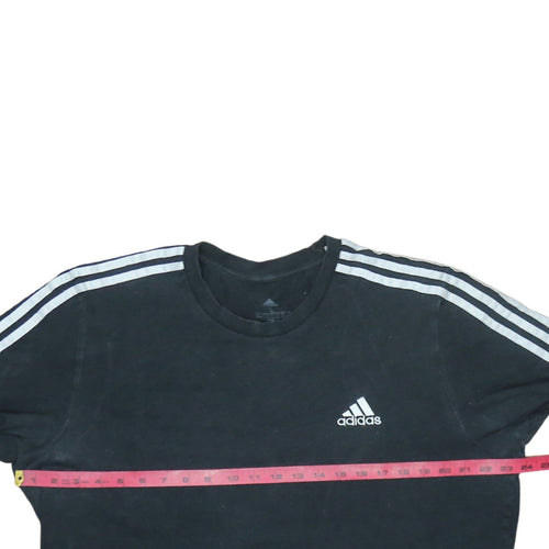 Adidas Men's Black Large 3-Stripes Crew Neck Sports T-Shirt