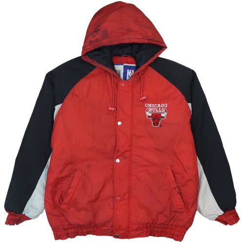 Competitor Men’s Red Chicago Bulls Hooded Puffer Jacket XL Vintage NBA