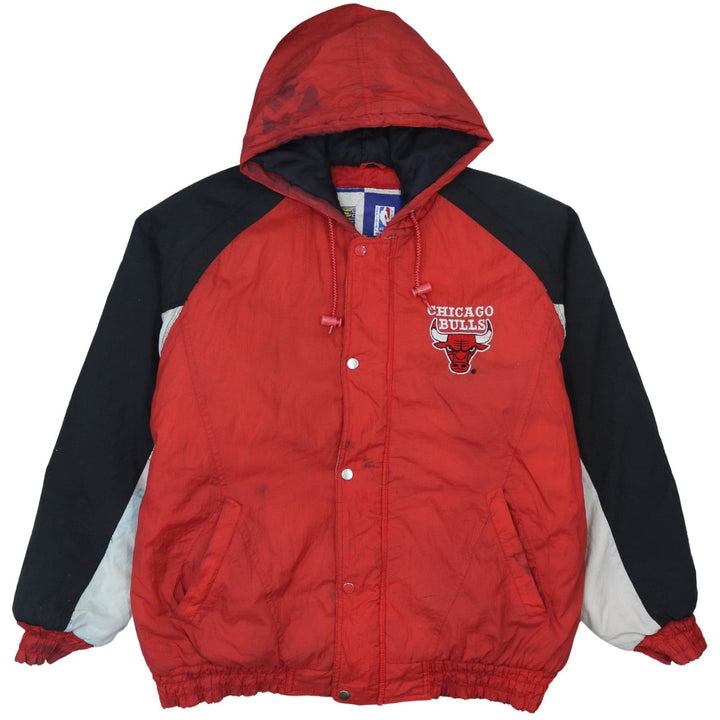 Competitor Men’s Red Chicago Bulls Hooded Puffer Jacket XL Vintage NBA