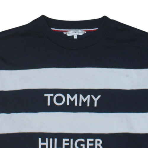 Tommy Hilfiger Men's Blue Striped Crew Neck Sweatshirt L