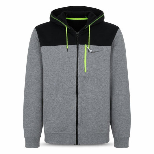 Front view of Nike Men's Grey Full Zip Hoodie L Hooded Sweatshirt Cotton Blend